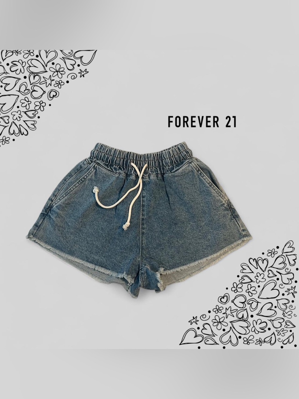 Forever 21 Blue Jean Shorts with Drawstring